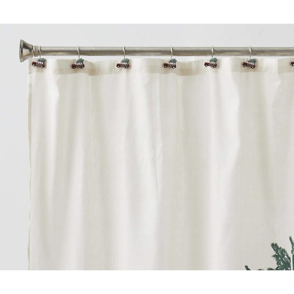 NEW Holiday Woodlands Christmas - Woody With Tree - Shower Curtain and Hooks - Picture 2 of 6